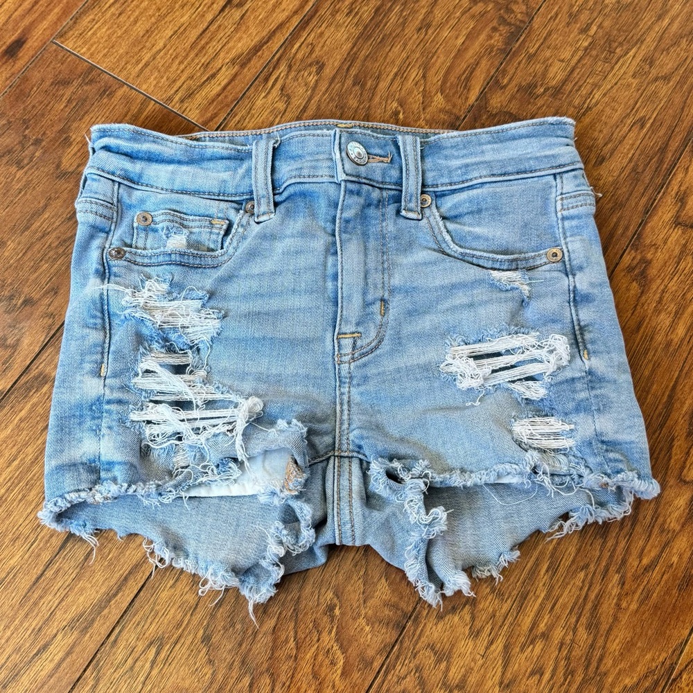 Women’s American Eagle Hi Rise Shortie Distressed Shorts Size 00